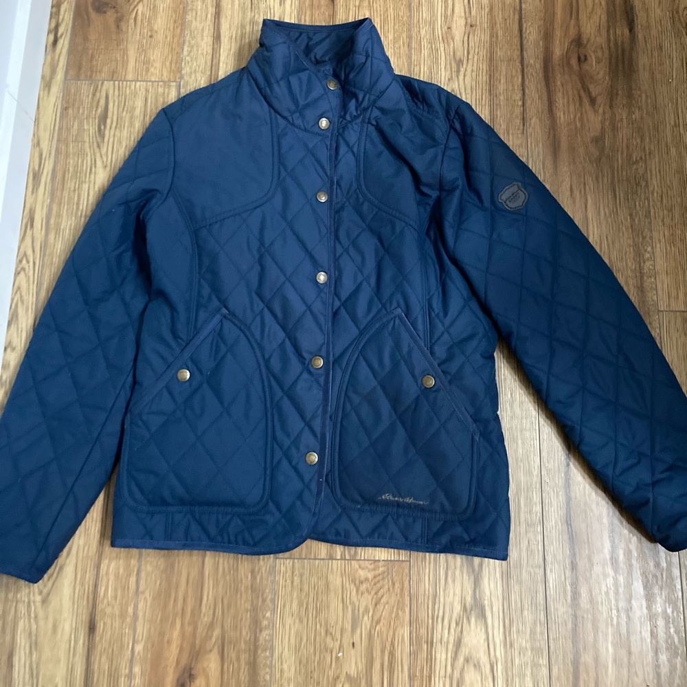 eddie bauer women's year round quilted field jacket navy
